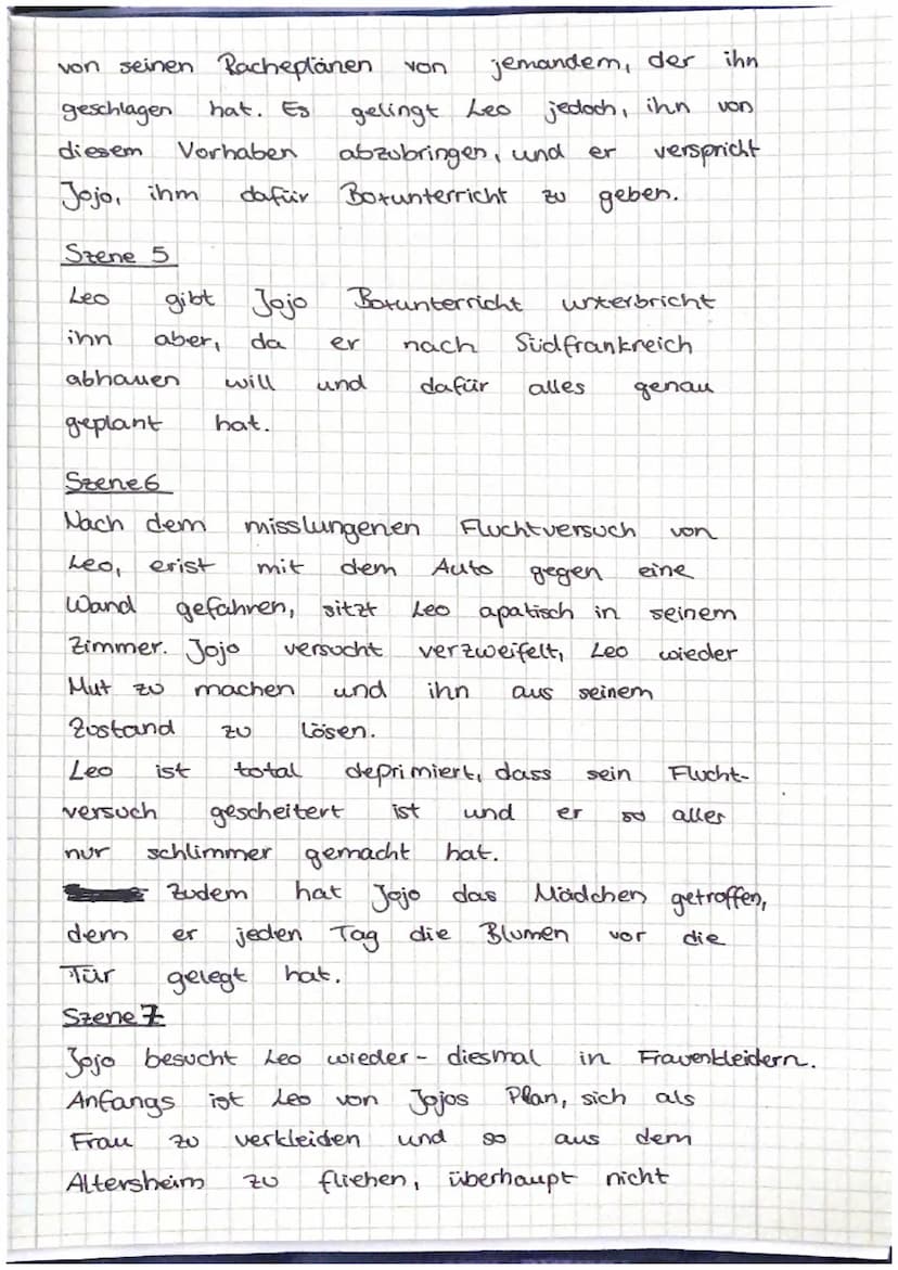 Inhaltsangabe Szene 1
1. Szene
Jojo, ungefähr 16 Jahre alt, muss
für
einen
er
DAS HERZ EINES BOXERS
Zimmer der
Altersheims
Leo
nur
Jojo
Stil