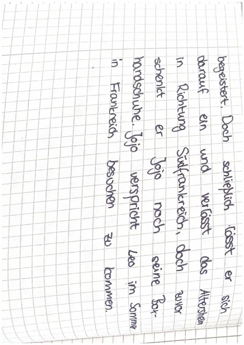 Inhaltsangabe Szene 1
1. Szene
Jojo, ungefähr 16 Jahre alt, muss
für
einen
er
DAS HERZ EINES BOXERS
Zimmer der
Altersheims
Leo
nur
Jojo
Stil