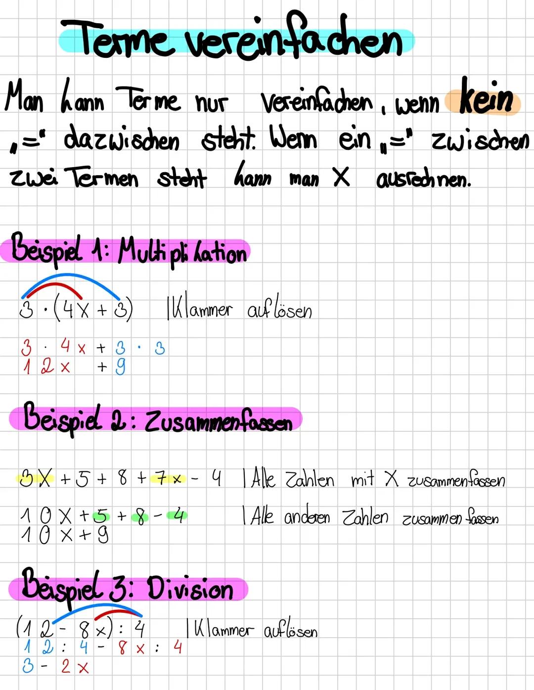 Terme vereinfachen mit x