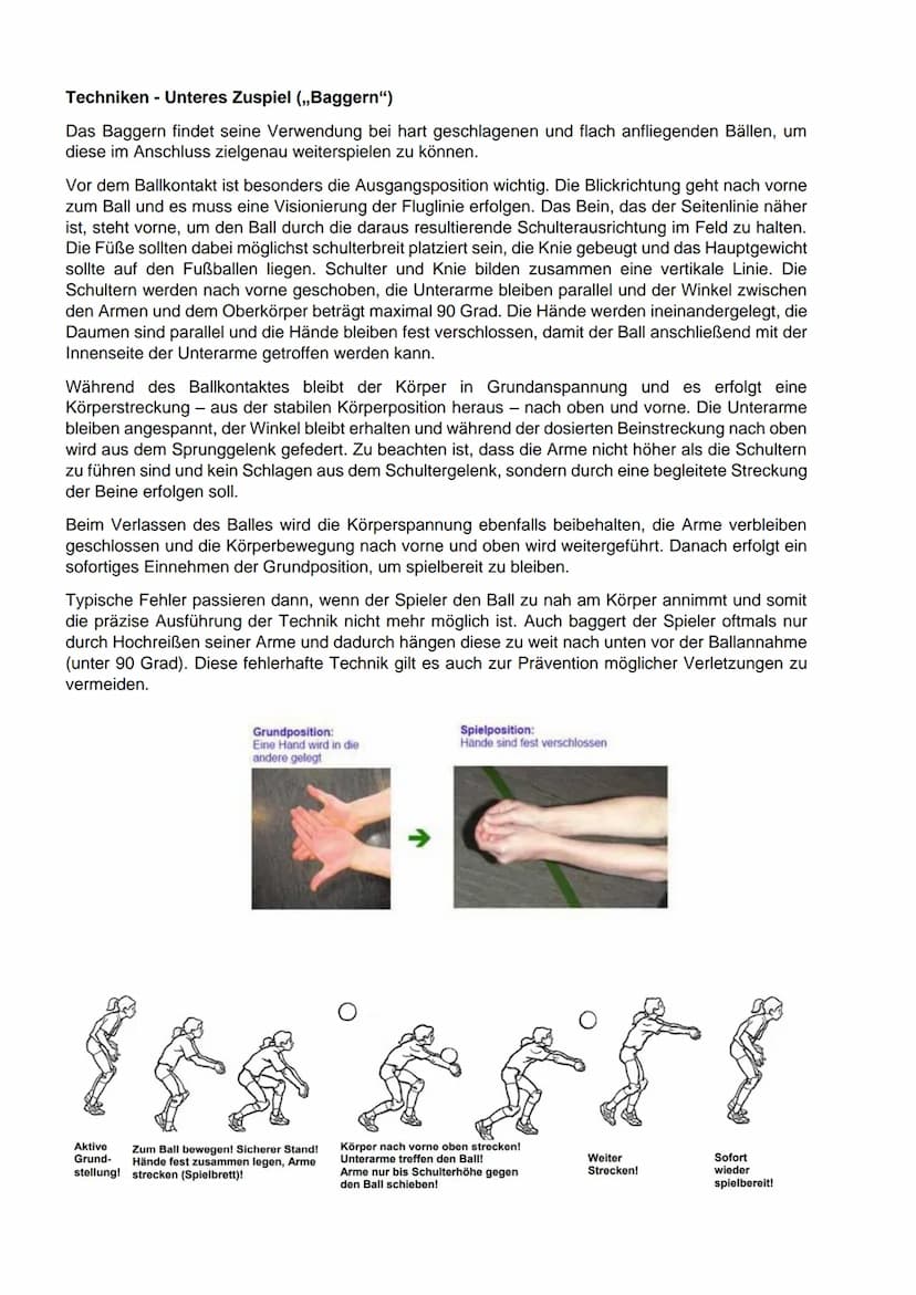Die folgenden Seiten dienen dem Veranschaulichen der sporttheoretischen Merkmale einer
sauberen Volleyball Technik im oberen beziehungsweise