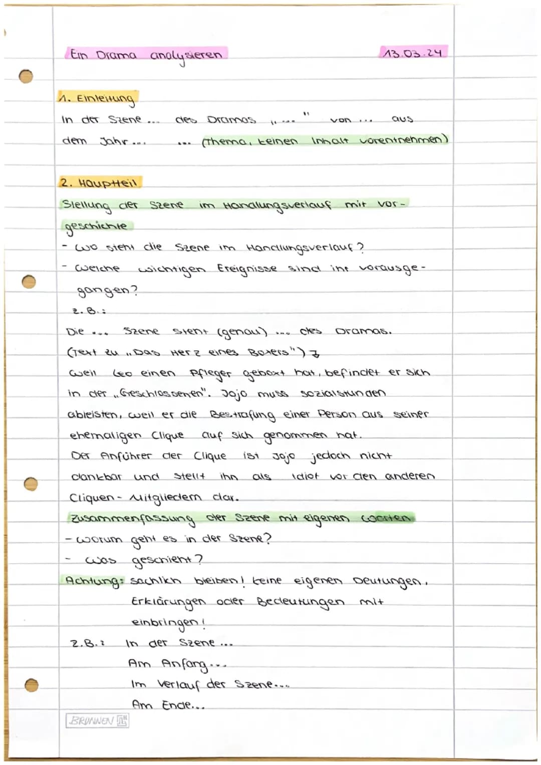 Ein Drama analysieren
1. Einleitung
In der Szene...
des Dramas
dem
Jahr...
404
(Thema, teinen
2. Haupteil
13.03.24
"
von
aus
Inhalt vorentne