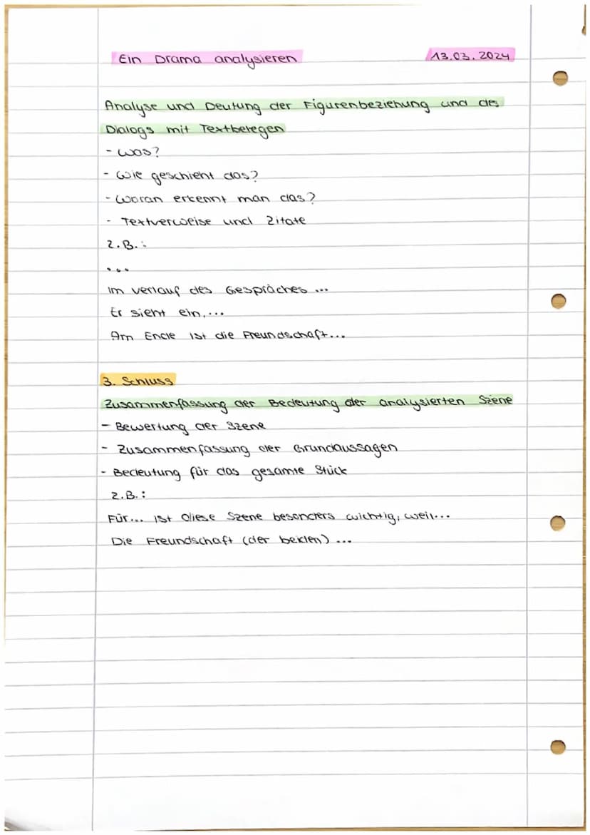 Ein Drama analysieren
1. Einleitung
In der Szene...
des Dramas
dem
Jahr...
404
(Thema, teinen
2. Haupteil
13.03.24
"
von
aus
Inhalt vorentne