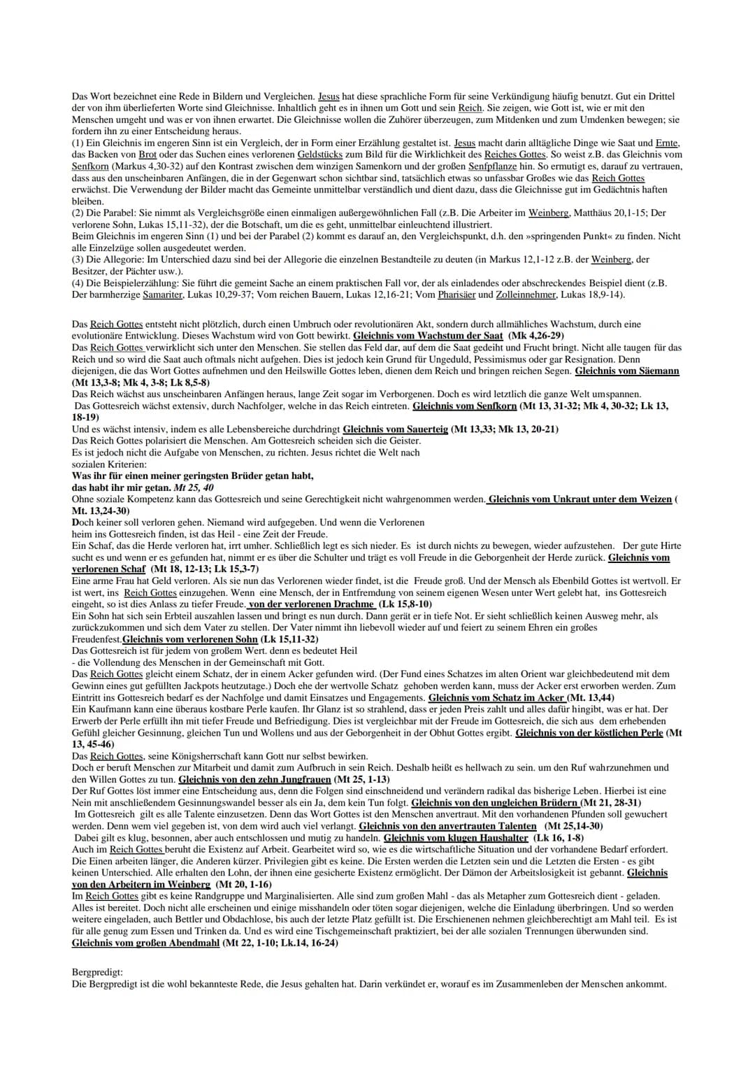 Das Wort bezeichnet eine Rede in Bildern und Vergleichen. Jesus hat diese sprachliche Form für seine Verkündigung häufig benutzt. Gut ein Dr