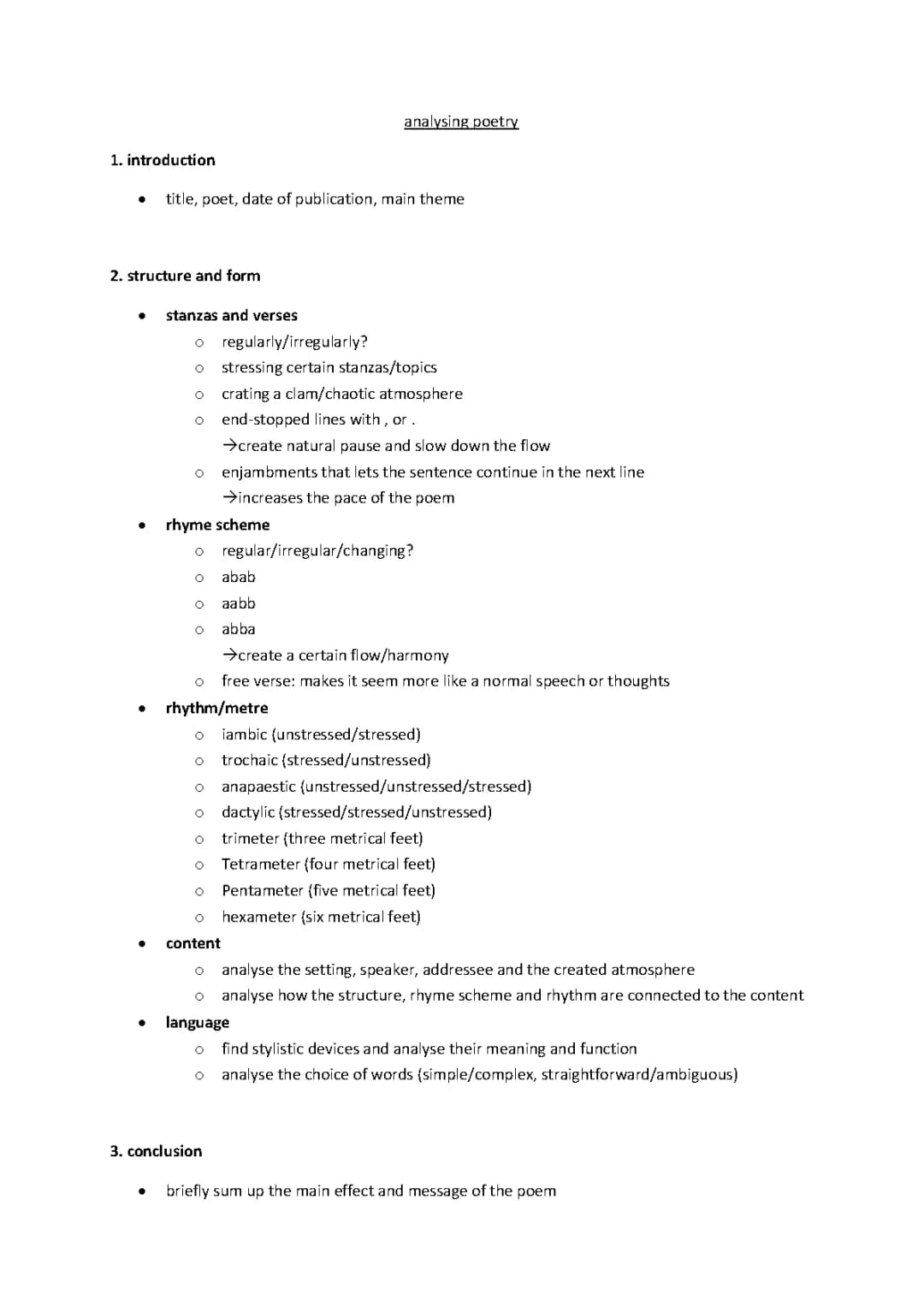 analysing poetry / Gedichtsanalyse im Englischen