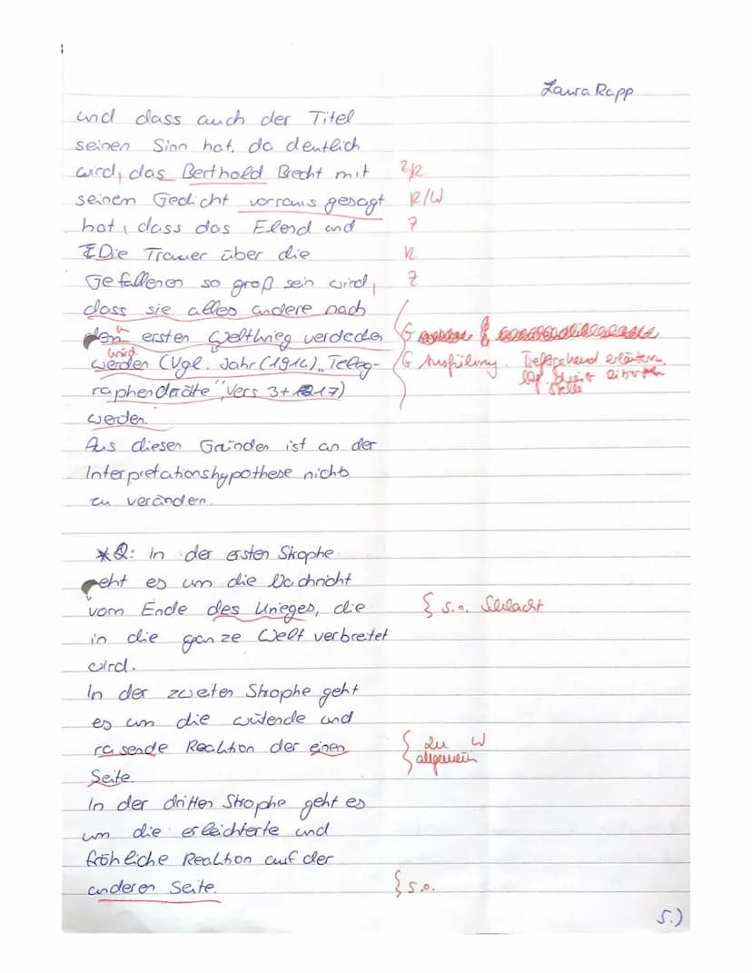 Deutschhlausur Nr. 1) 31.10.19
Das Gedicht Moderne Legende",
welches im Jahr 1914 von
Bertold Brecht geschrieben wurde,
handelt von den Reak