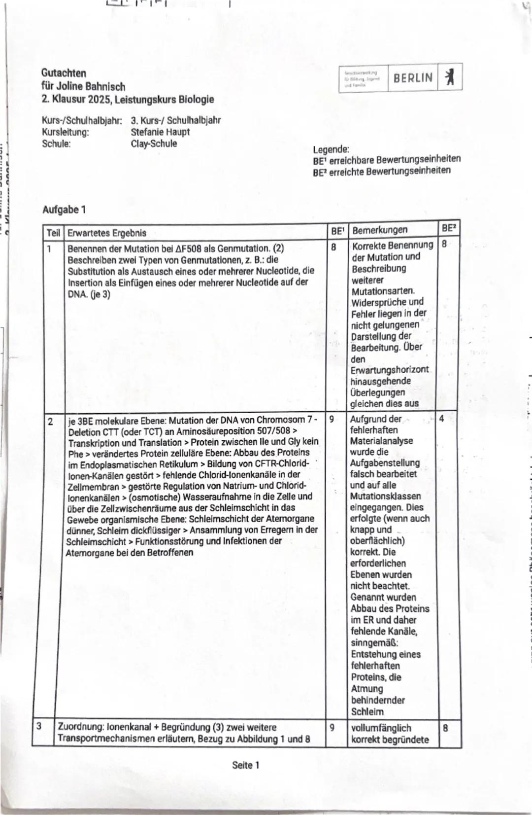 # Gutachten
für Joline Bahnisch
2. Klausur 2025, Leistungskurs Biologie

Kurs-/Schulhalbjahr: 3. Kurs/ Schulhalbjahr
Kursleitung: Stefanie H
