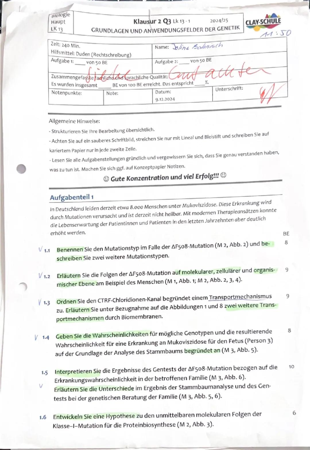 # Gutachten
für Joline Bahnisch
2. Klausur 2025, Leistungskurs Biologie

Kurs-/Schulhalbjahr: 3. Kurs/ Schulhalbjahr
Kursleitung: Stefanie H