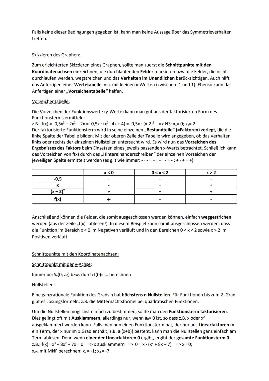 1. Potenzfunktionen
Form: f(x)= ax mit a E R\{0} und n E N; D= R
Eigenschaften:
a>0
7) Potenzfunktionen und ganzrationale Funktionen
a<0
a (