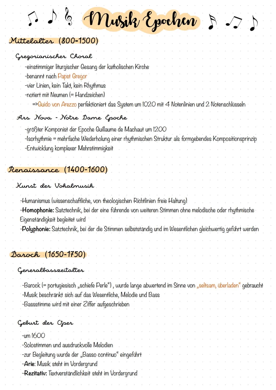 ♫ ♪ & Musik Epochen &
Mittelalter (800-1500)
Gregorianischer Choral
-einstimmiger liturgischer Gesang der katholischen Kirche
-benannt nach 