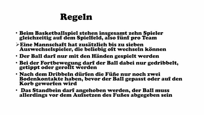 m
Basketball ●
Allgemeine Infos
●
• Geschichte
Regeln
●
• Spielprinzip
●
Spielidee
●
• Vergleiche
●
Spielball
Spielfeld
Ausrüstung
Gliederun