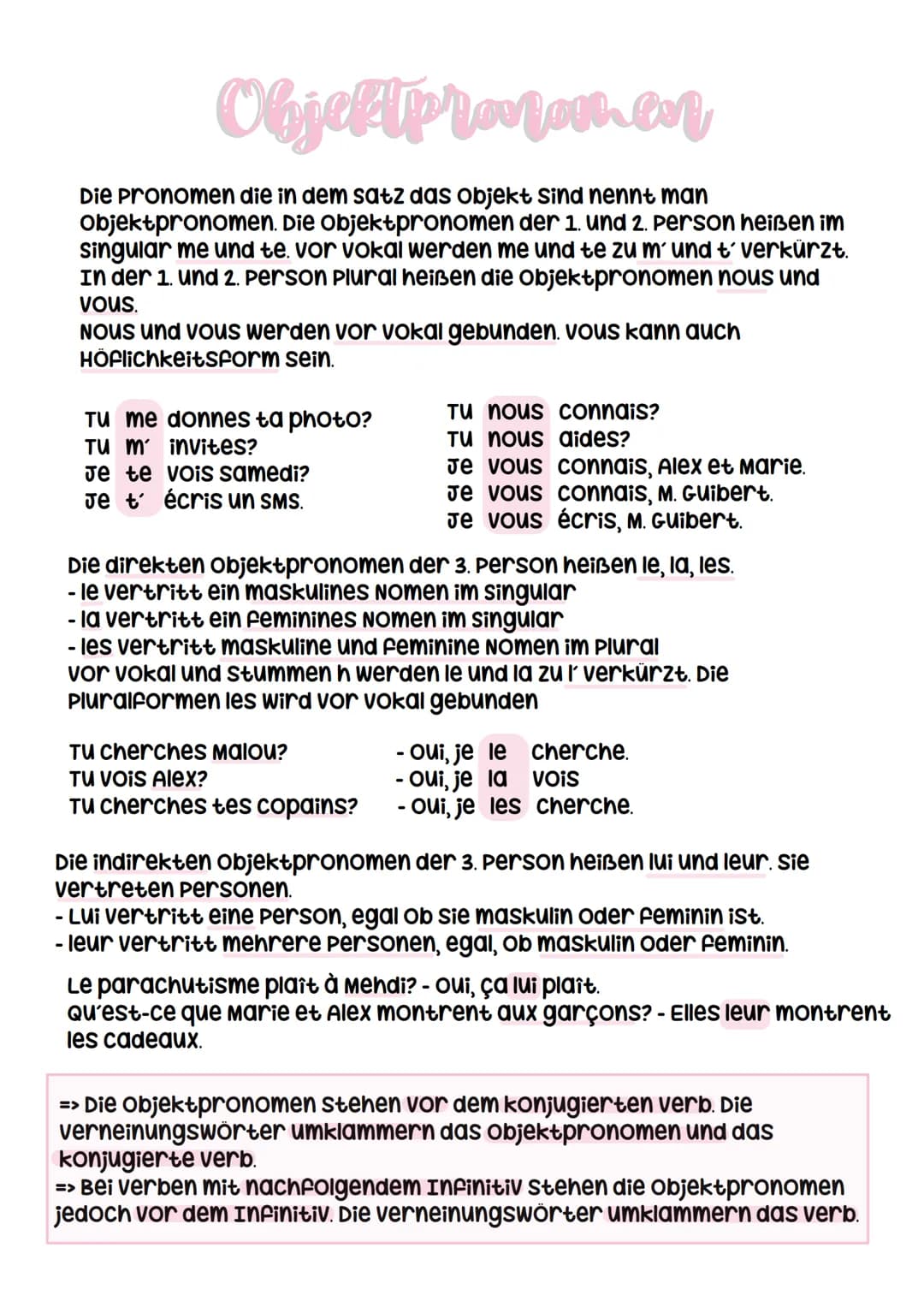 Objekt pronomen
Die pronomen die in dem satz das Objekt Sind nennt man
Objektpronomen. Die Objektpronomen der 1. und 2. Person heißen im
sin