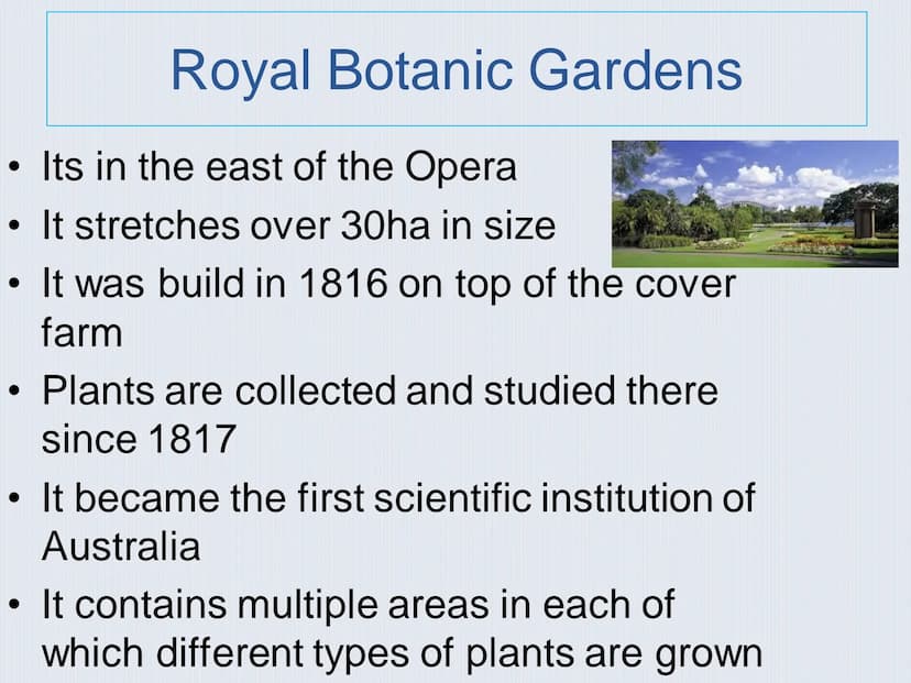 SYDNEY Table of Content
1 Overall facts
2 History
3 Sights
Sydney Opera House
Royal Botanic Garden
Harbor Bridge
-
4 Population
5 Events -
-