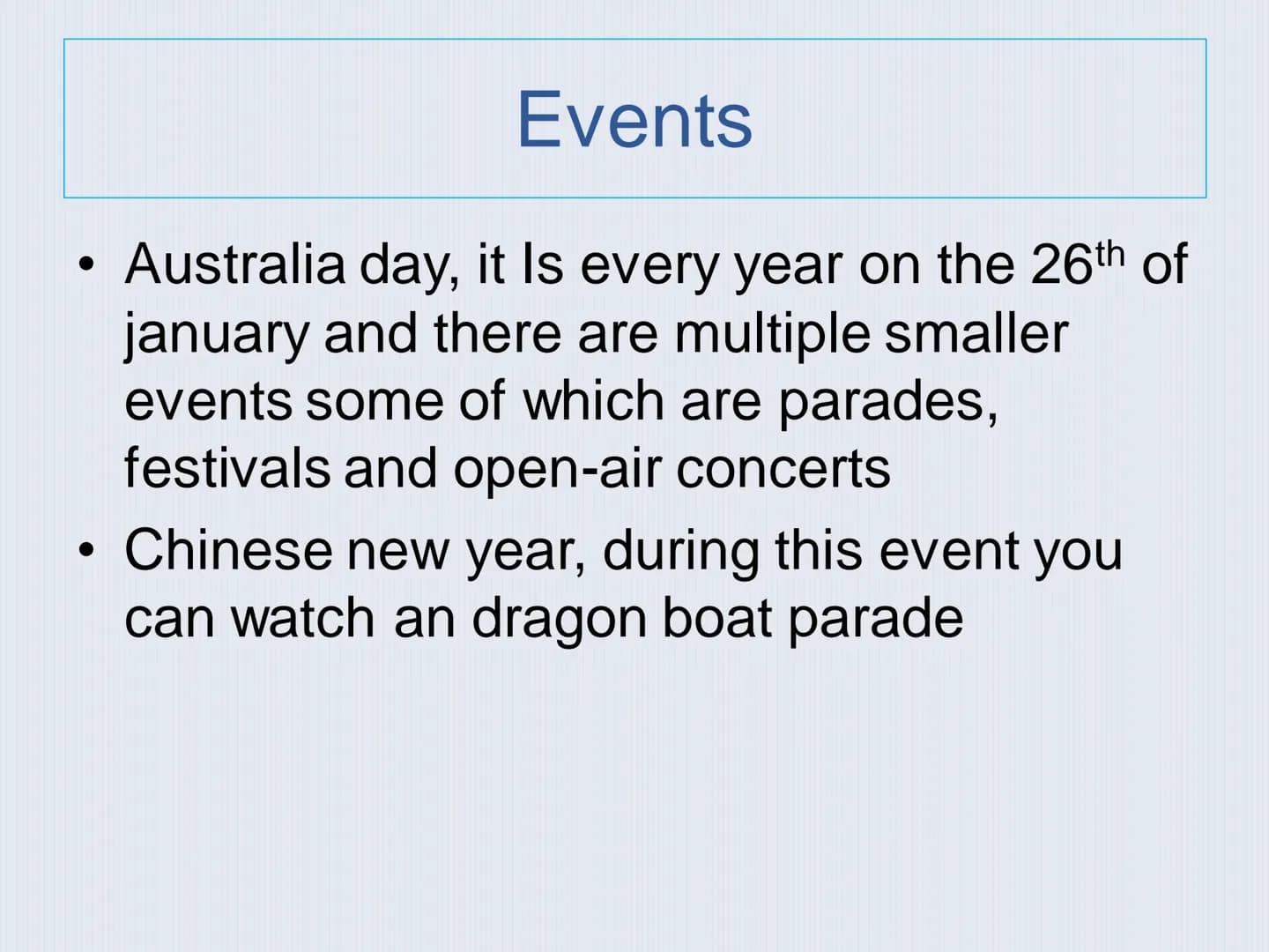SYDNEY Table of Content
1 Overall facts
2 History
3 Sights
Sydney Opera House
Royal Botanic Garden
Harbor Bridge
-
4 Population
5 Events -
-
