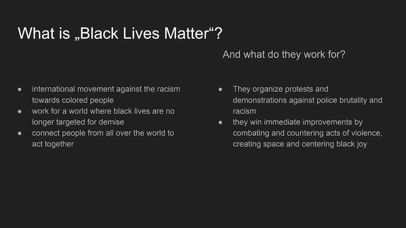 BLACK LIVES MATTER Black Lives Matter
-Black Lives Matter is an international movement against the racism against colored people
-founded in