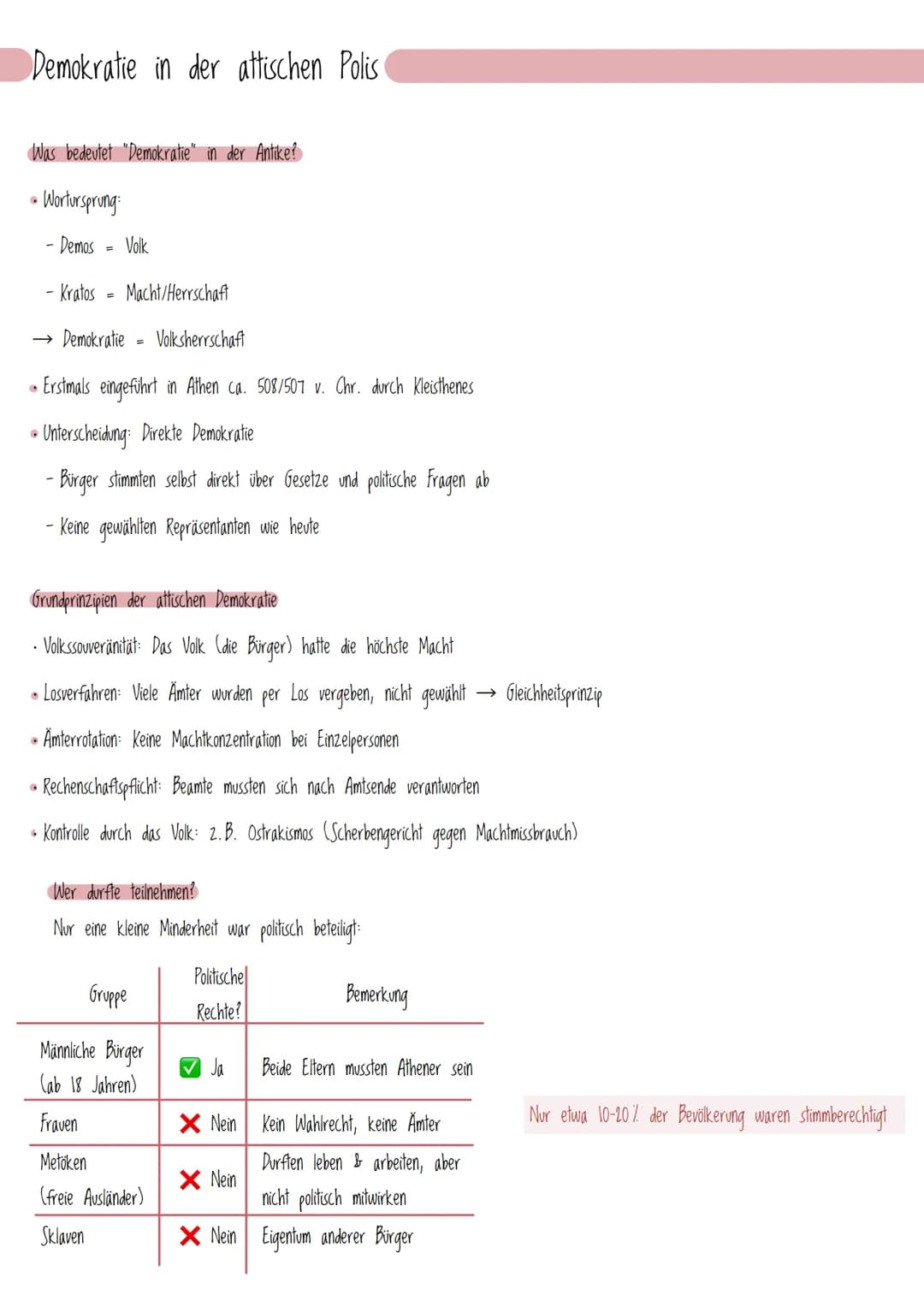 QI Die Grundlegung der modernen Welt in der
Antike und Mittelalter
Antike
- Demokratie am Beispiel der attischen Polis
- Die republikanische
