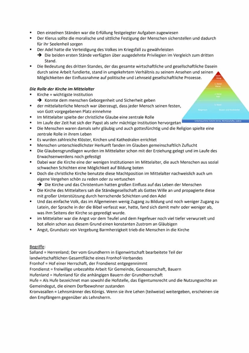 Geschichte - Zusammenfassung
Mensch, Zeit und Raum im Mittelalter
Mildes Klima -> begünstigte den Ackerbau
■ Zunahme der agrarischen Produkt