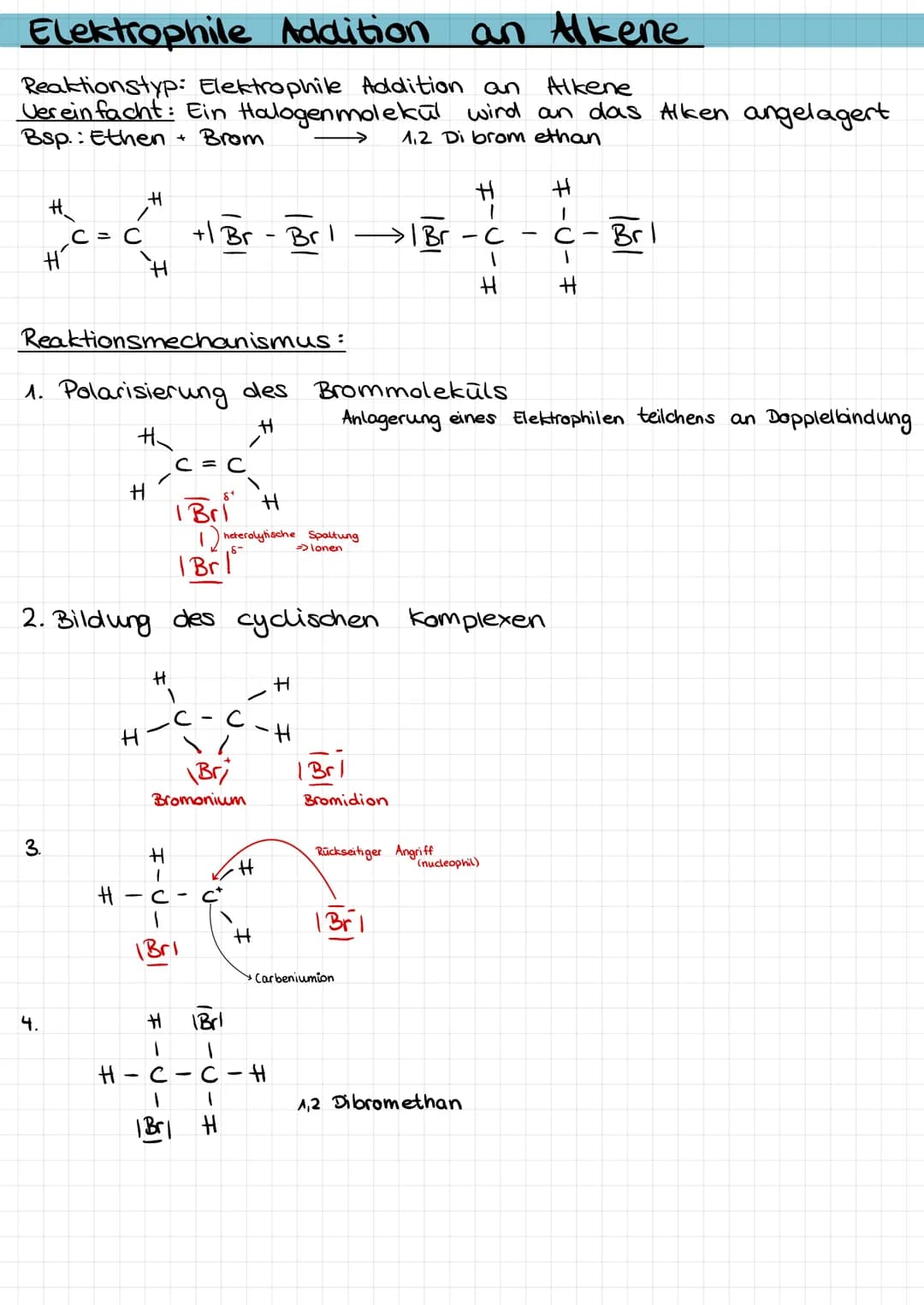 Die radikalische Substitution
Um diesen Reaktionstypen schrittweise nachvollziehen zu können, schreibt man den Reaktionsverlauf häufig in Te