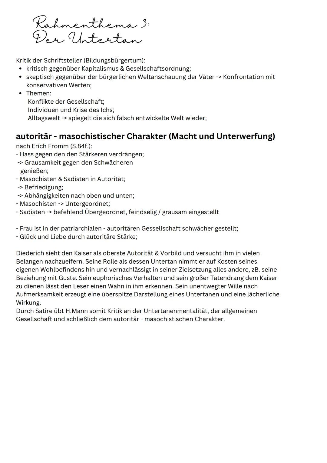 Rahmenthema 3:
Der Untertan
Allgemeines
Titel: Der Untertan
Autor: Heinrich Mann
Jahr: 1914/1918
Form: Roman
Wichtige Themen:
-Figurenkonste