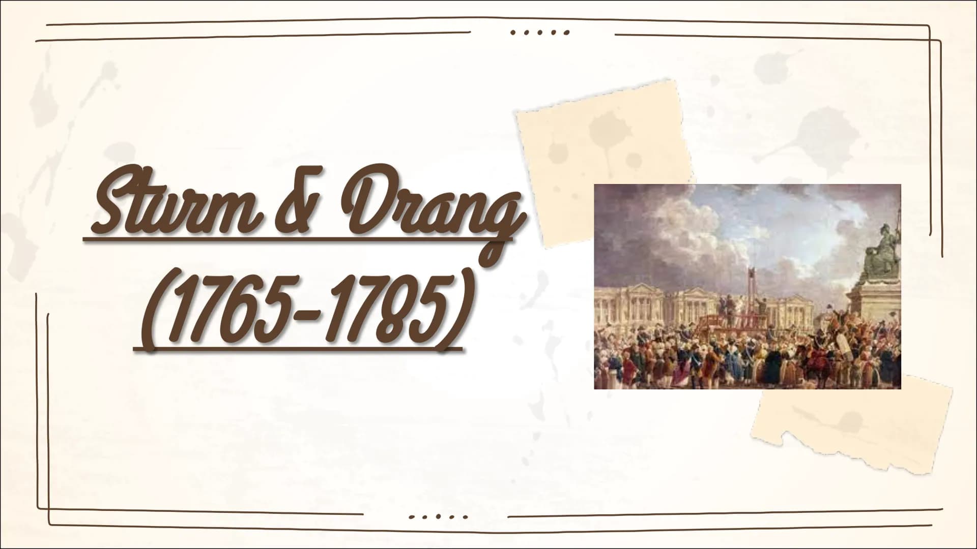 Sturm & Drang
(1765-1785)
*Pom 1
Was ist
eine
Epoche?
2
Was ist
Sturm und
Drang?
3
Entstehung
Inhaltsverzeichnis
4
Merkmale
5
Themen
6
Gattu