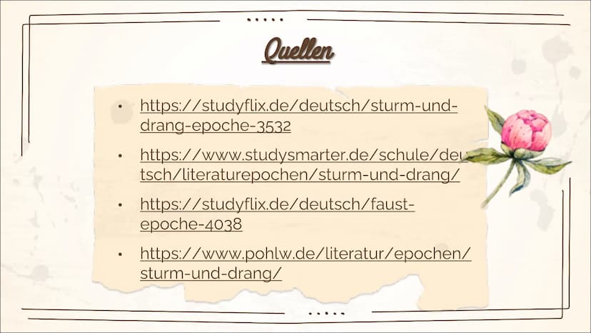 Sturm & Drang
(1765-1785)
*Pom 1
Was ist
eine
Epoche?
2
Was ist
Sturm und
Drang?
3
Entstehung
Inhaltsverzeichnis
4
Merkmale
5
Themen
6
Gattu