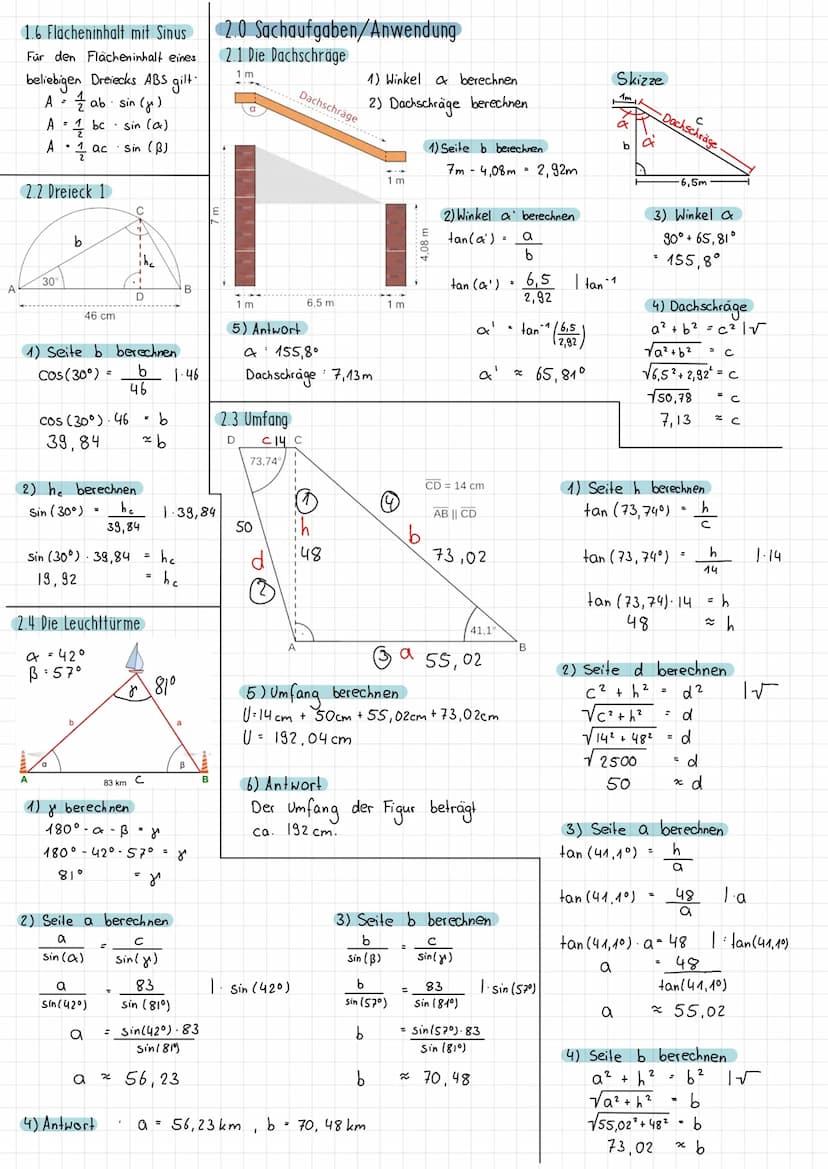 A
Themen
1.0
nötige
✓ 1.1 Winkelsatz
✓ 1.2 Satz des Pythagoras
✓
1.3 Verhältnisgleichungen (sin/cos/tan)
✓ 1.4 Sinussatz
✓ 1.5 Kosinussatz
2