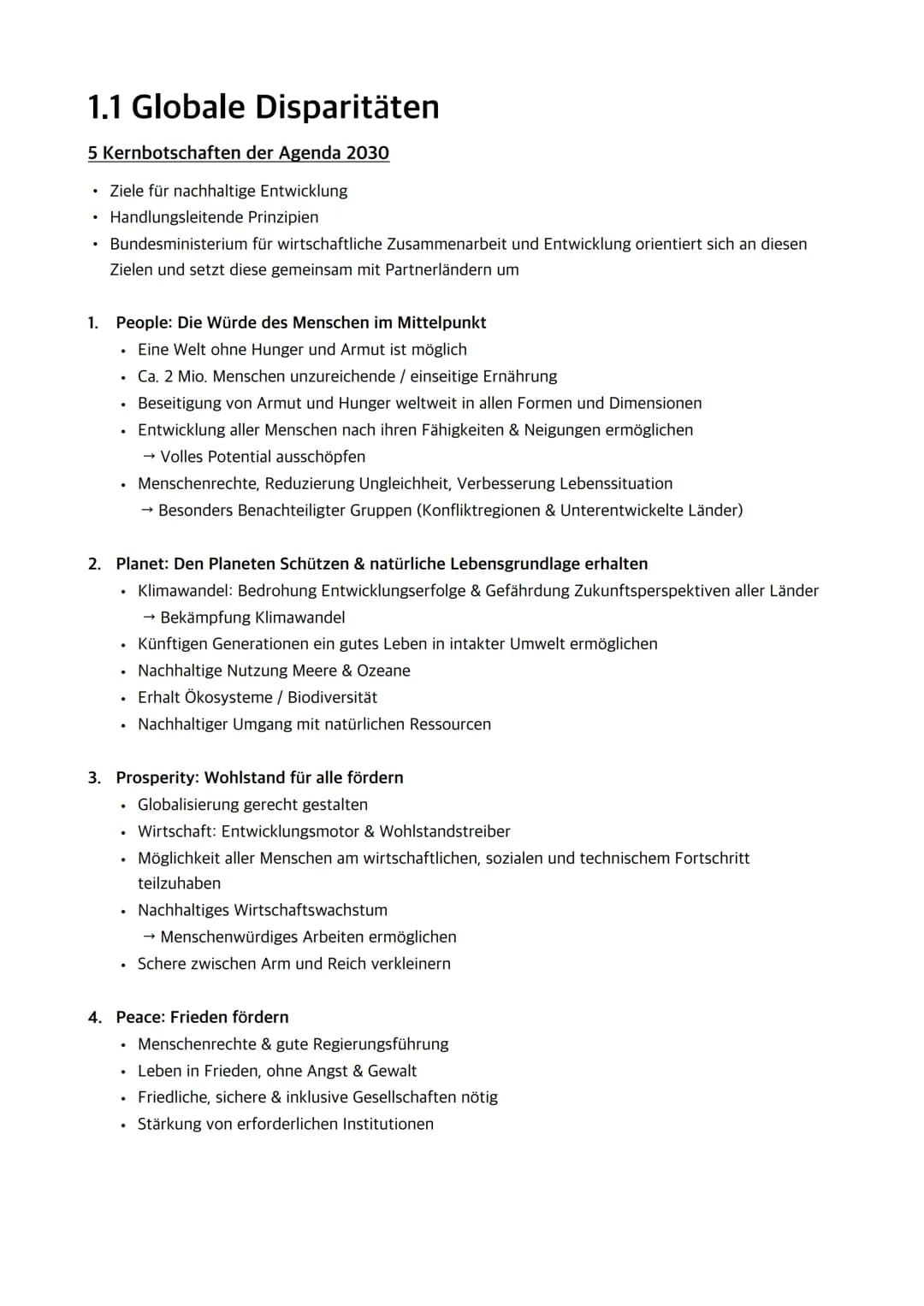 Abiturerlass Erdkunde
Q1.1 GlobaleDisparitäten
Entwicklungsziele ([...] insbesondere die fünf Kernbotschaften der UN-5P: People, Peace,
Plan