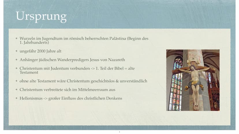 Das Christentum
die größte Religion der Erde Gliederung
Ursprung
Name und Anzahl der Anhänger & Kleidung
→ Symbole
* Götter & Heilige Schrif