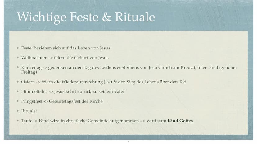 Das Christentum
die größte Religion der Erde Gliederung
Ursprung
Name und Anzahl der Anhänger & Kleidung
→ Symbole
* Götter & Heilige Schrif