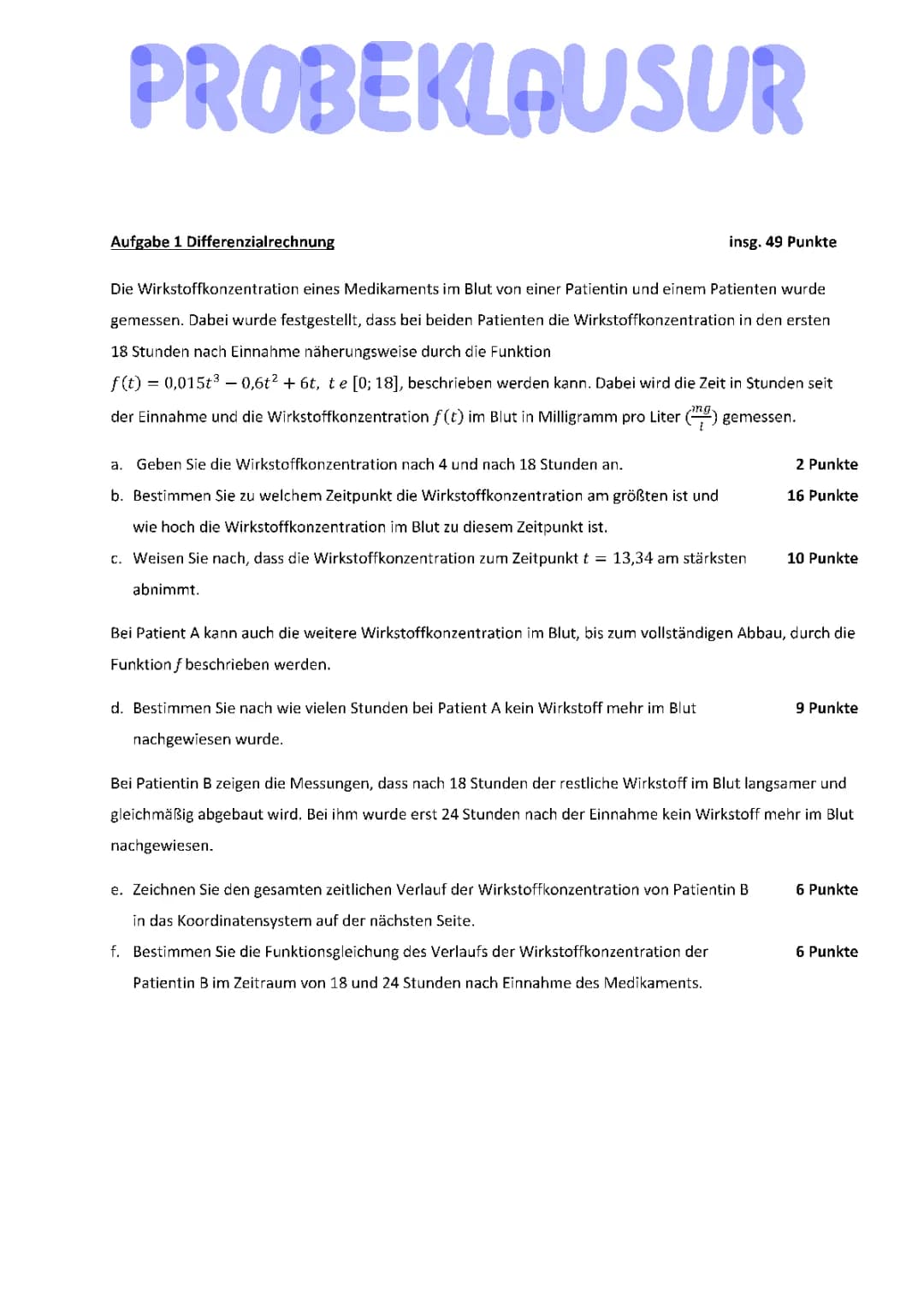 Klausur Analysis und Stochastik 