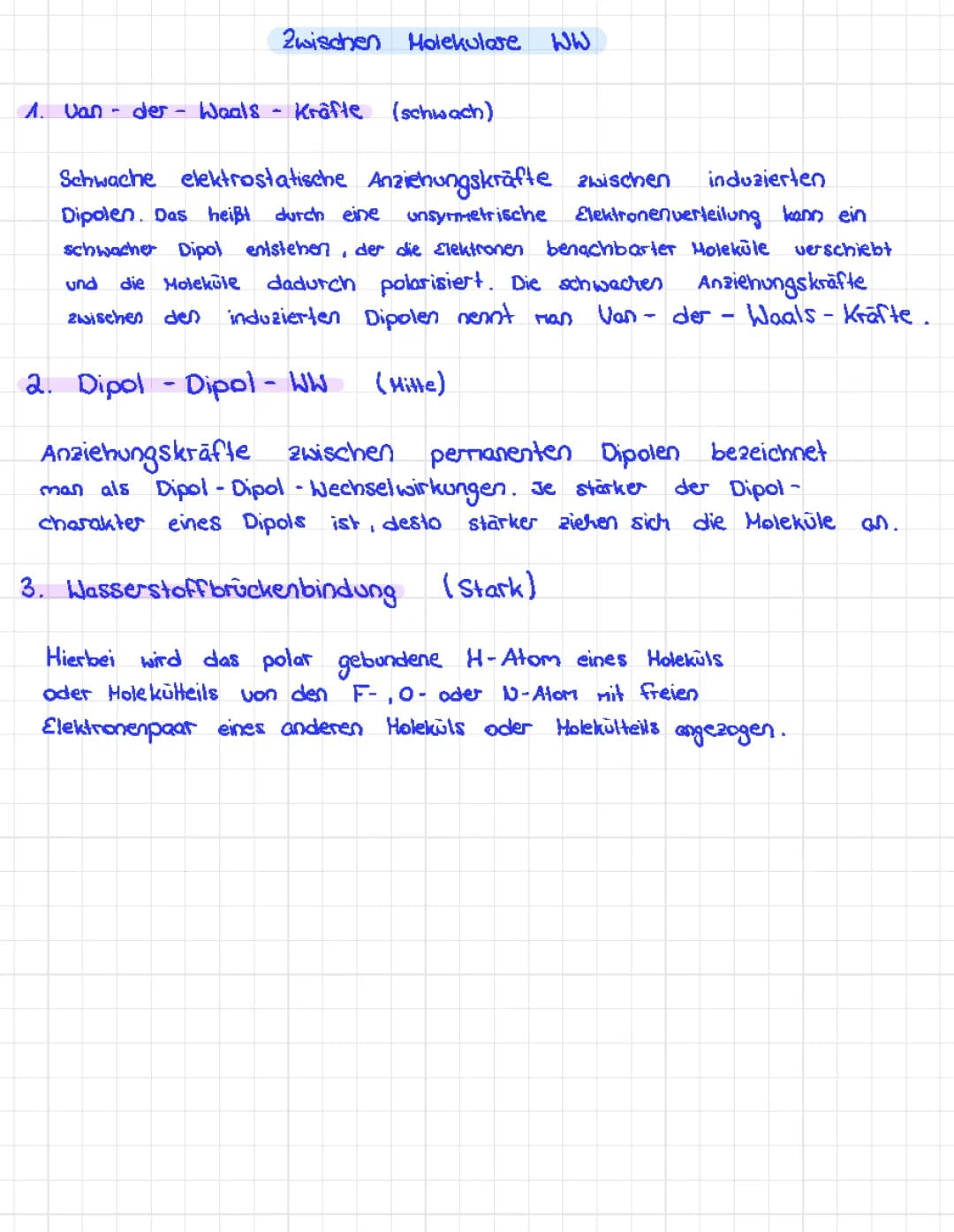 Zwischenmolekulare Wechselwirkungen