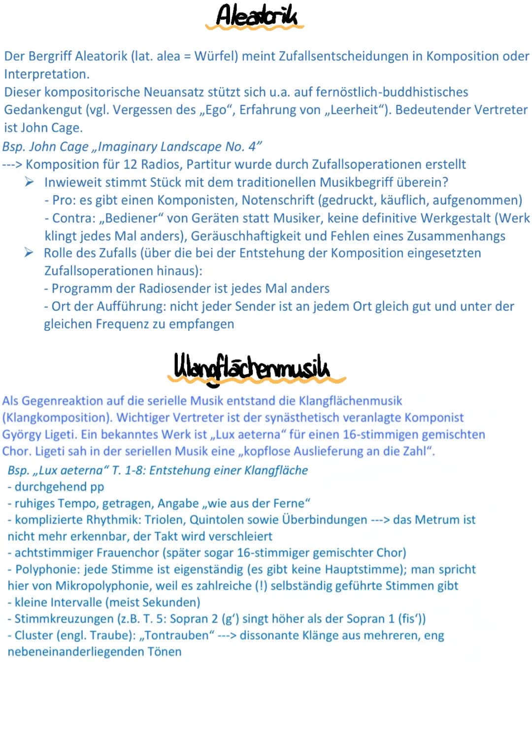 Einführung in Aleatorik Musik und Klangflächenkomposition