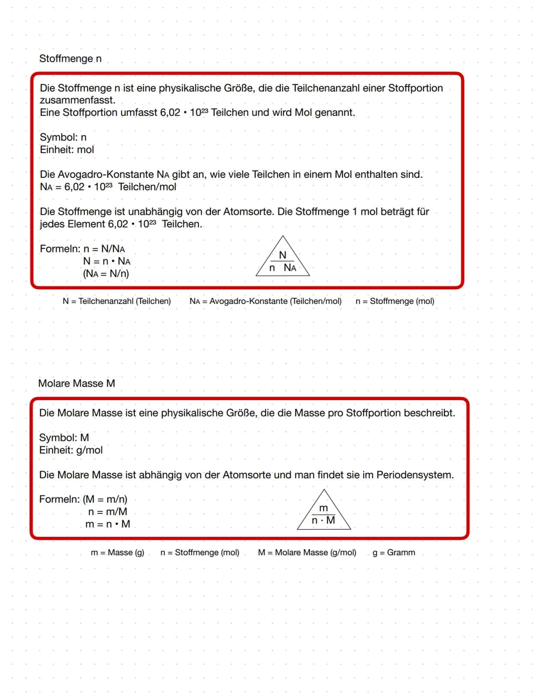 Stoffmenge n
Die Stoffmenge n ist eine physikalische Größe, die die Teilchenanzahl einer Stoffportion
zusammenfasst.
Eine Stoffportion umfas