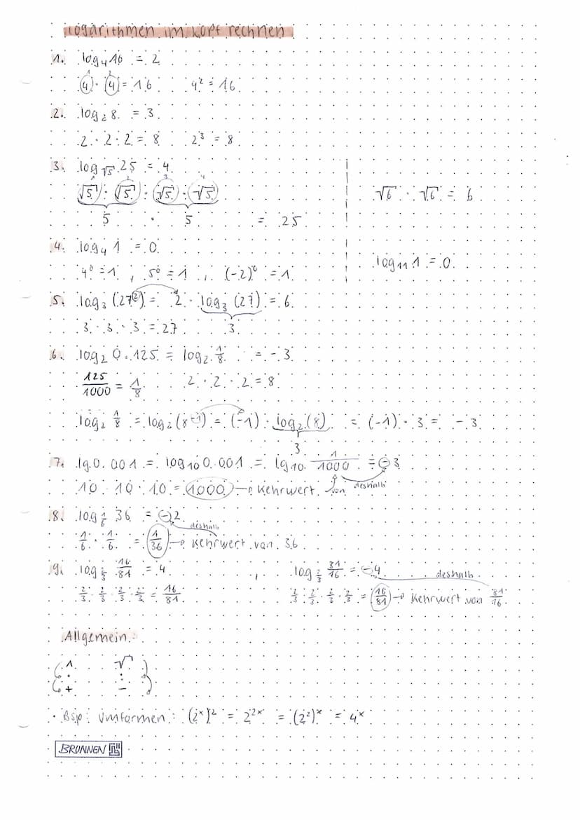 LOGARITHMEN
definition Logarithmus 109.
.b. hoch wie viel. gibt a. - .(b* = a).
.Die läsung * findet man mit dem. Logarithmus von a zur Basi