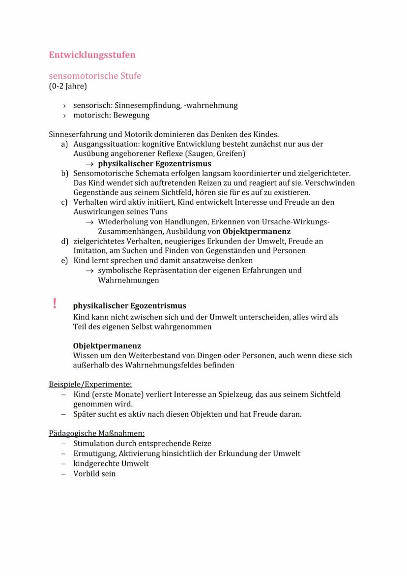 Jean Piaget-
Die kognitive Entwicklung des Kindes
Grundlegend ist der enge Zusammenhang von Handeln und Denken.
→ Das Kind handelt, dadurch 