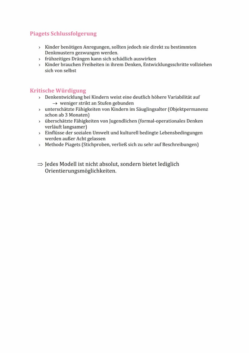 Jean Piaget-
Die kognitive Entwicklung des Kindes
Grundlegend ist der enge Zusammenhang von Handeln und Denken.
→ Das Kind handelt, dadurch 