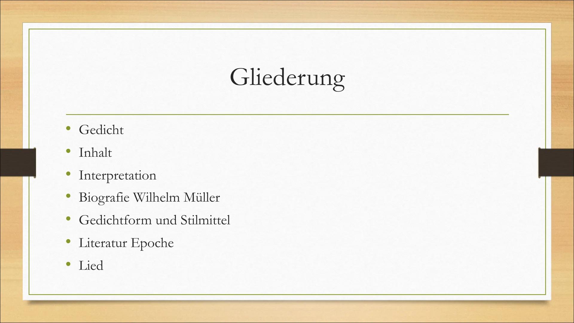 Der
Lindenbaum
Wilhelm Müller
Charlotte, Moritz, Emil, Adam ●
Gedicht
Inhalt
●
Interpretation
Biografie Wilhelm Müller
• Gedichtform und Sti