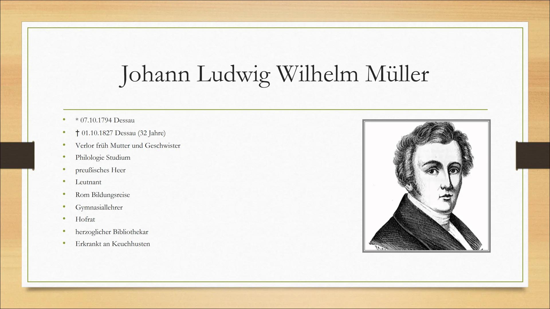 Der
Lindenbaum
Wilhelm Müller
Charlotte, Moritz, Emil, Adam ●
Gedicht
Inhalt
●
Interpretation
Biografie Wilhelm Müller
• Gedichtform und Sti