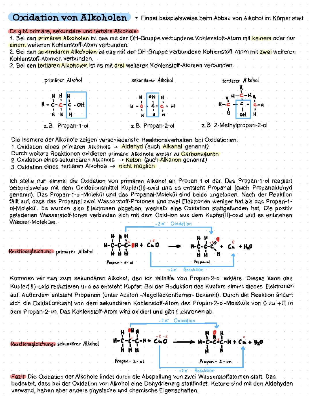 Oxidation von Alkoholen einfach erklärt