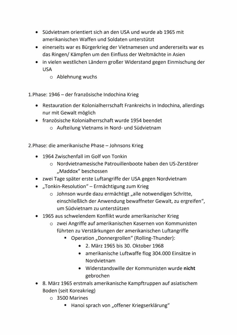 ,,Der 30-jährige Krieg des 20. Jahrhunderts":
Amerikas ,,neuer“ Krieg? – Der Vietnamkrieg
Kennzeichne im Wesentlichen folgende Aspekte zum V