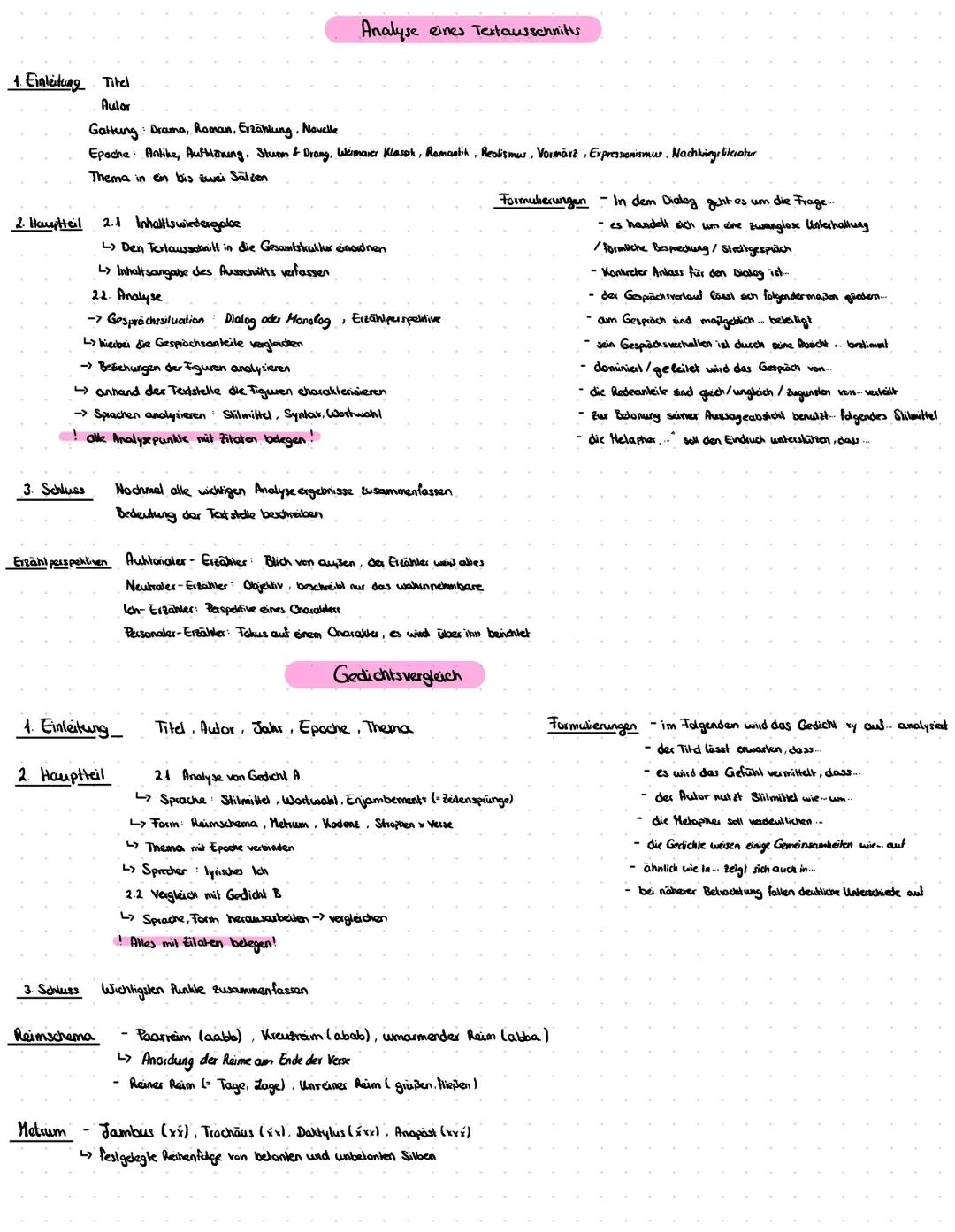 Aufbau von Analysen, Epochen