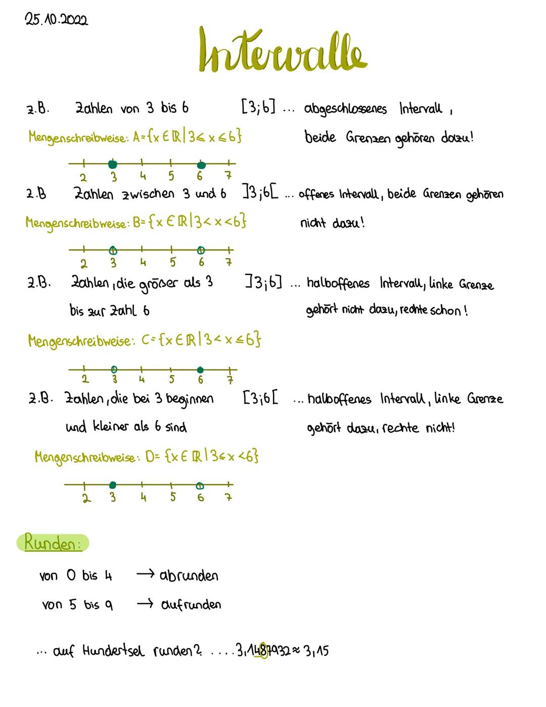 25.10.2022
2.B.
2.B
Zahlen von 3 bis 6
Mengenschreibweise: A={x € R/3≤x≤6}
++
+
2
3
4 5 6 7
Zahlen zwischen 3 und 6 ]3;6[... offenes Interva