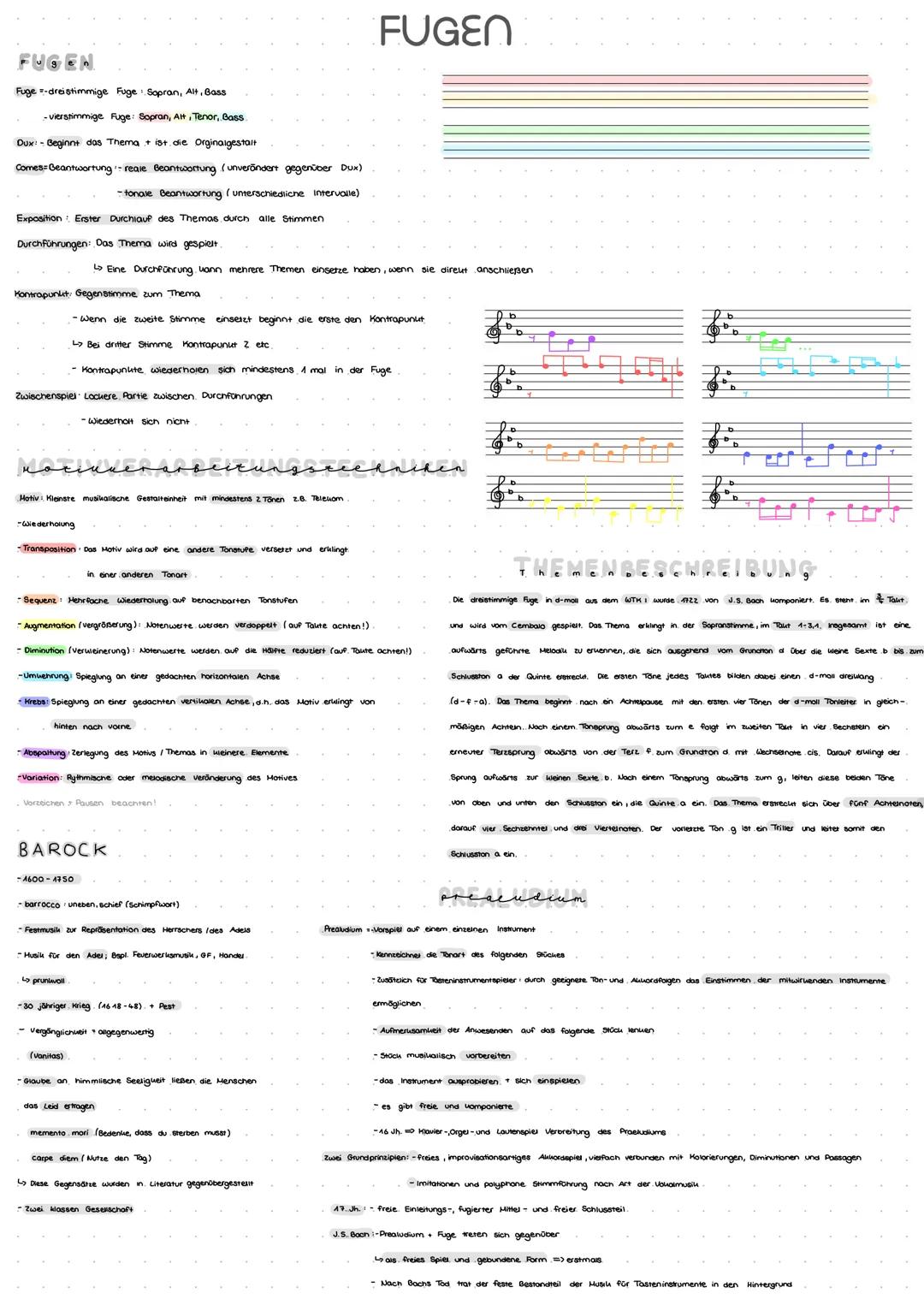 FUG
Fuge-dreistimmige Fuge: Sopran, Alt, Bass
-vierstimmige Fuge: Sopran, Alt, Tenor, Bass.
Dux: - Beginnt das Thema + ist die Orginalgestal