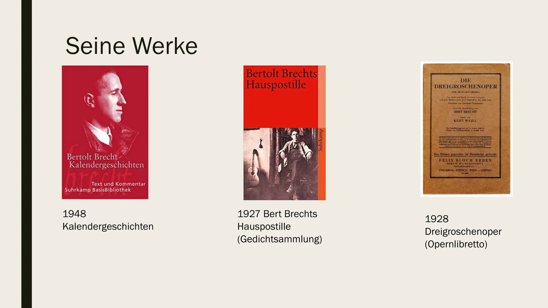 BERTHOLD BRECHT 10.02 1898
1916
1917
1918
1919
1922
1924
Ab 1927
1928
1929
28.02. 1933
1935
1940
Lebenslauf
Berthold Brecht
Eugen Berthold F