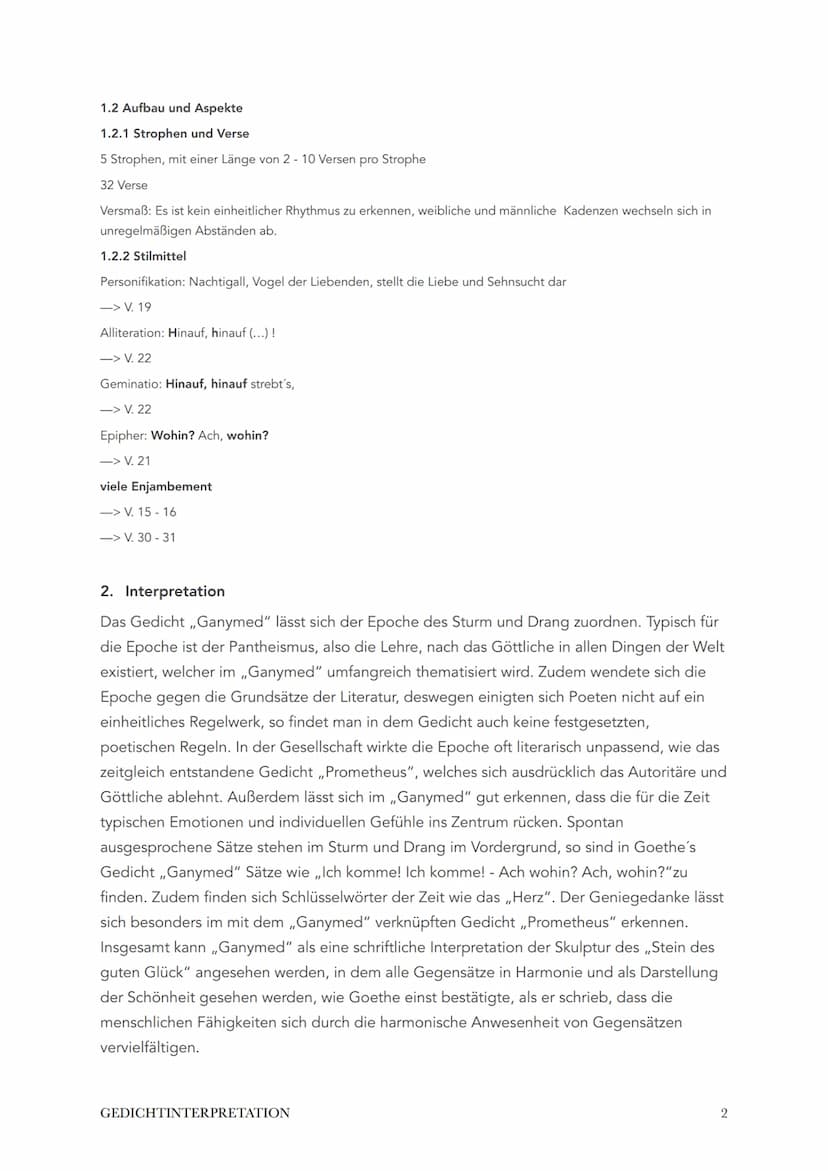 Einleitung:
Autor: Johann Wolfgang von Goethe
Titel: Ganymed (Figur der griechischen Mythologie)
Textsorte: Gedicht
Erscheinungsdatum: 1774
