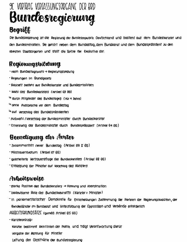 Know Handout Bundesregierung / Verfassungsorgane der BRD thumbnail