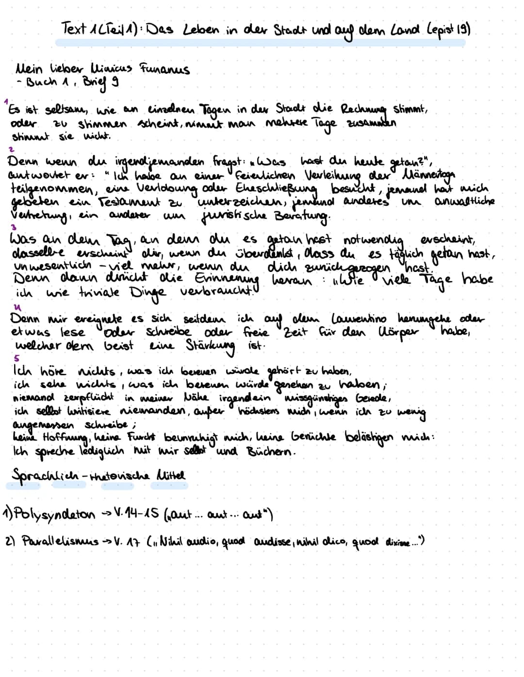 Text 1(Teil 1): Das Leben in der Stadt und auf dem Land (epist 19)
Mein lieber Minicus Funanus
Buch 1. Brief 9
"Es ist seltsam, wie an einze