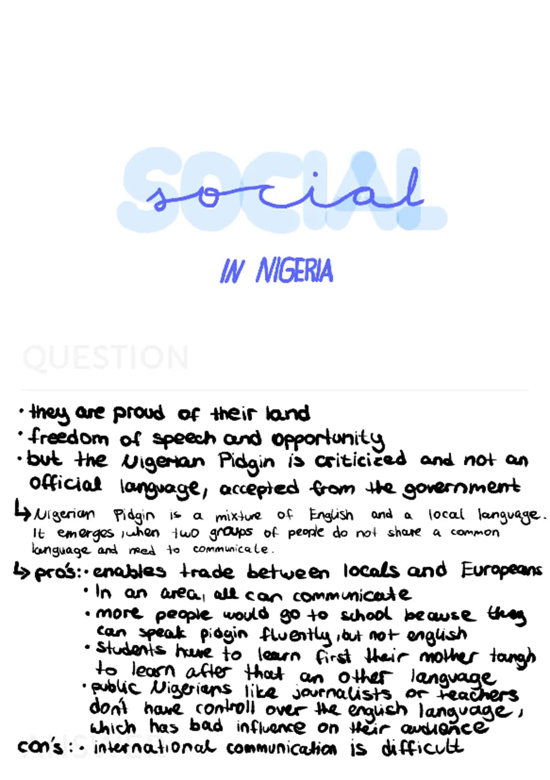 poutties
IN NIGERIA
QUESTION
•Nigerias politics consists of oil production and
trading
•in the southern half of Nigeria the highlands produc