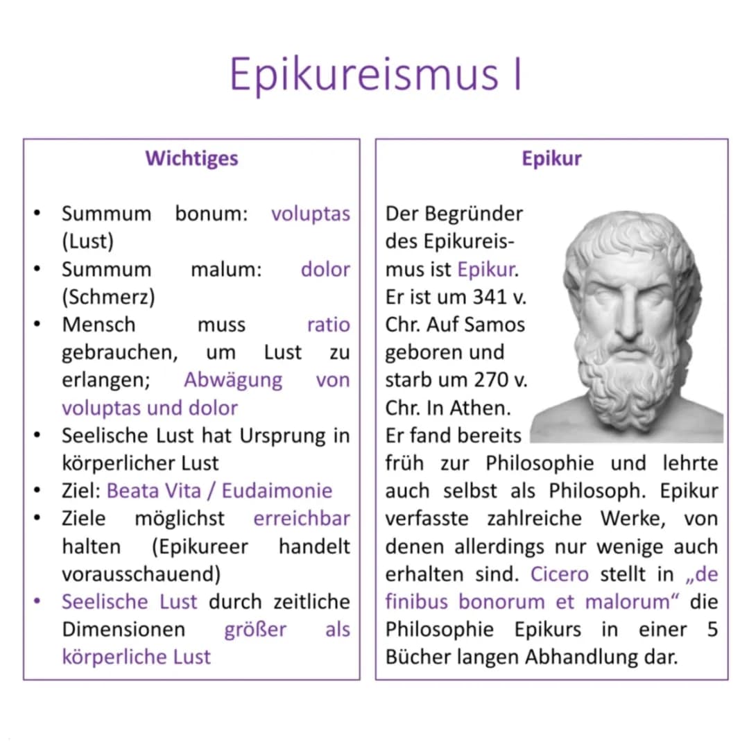 Stoa und Epikur einfach erklärt - Vergleich für Kinder: Unterschiede und Hauptlehrsätze