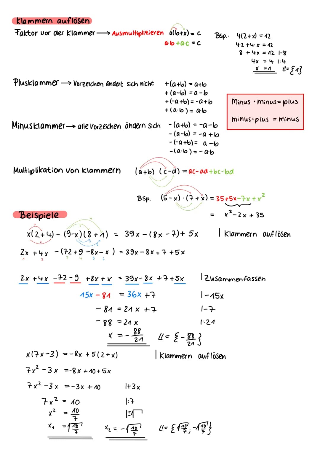 Gleichungen lösen
Definition
Eine Gleichung sind 2 Terme, die durch ein Gleichheitszeichen
miteinander verbunden erden.
Lösen von Gleichunge