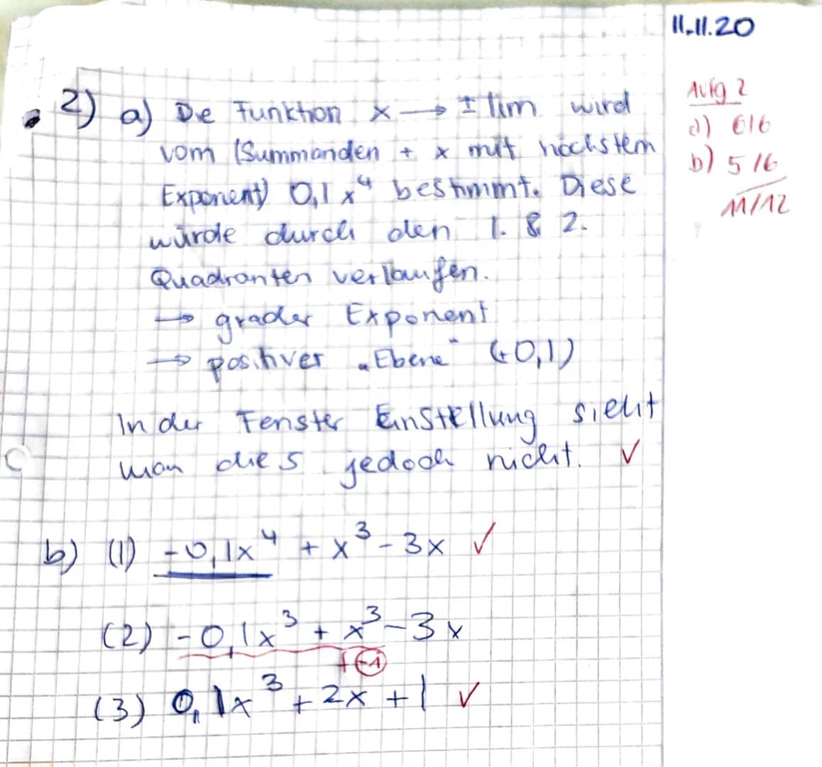 EF M GK
2. Klausur 11.11.2020
1. Prüfungsteil: Ohne Taschenrechner (20 min.)
Aufgabe 1:
Berechne die Nullstellen der folgenden Funktionen un